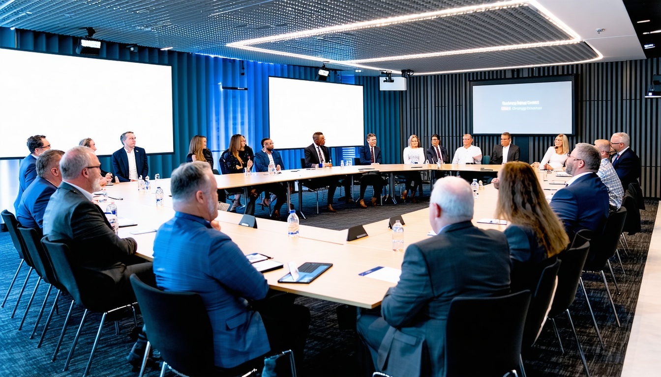 Photo from the Manufacturing Leaders Roundtable event showing industry leaders in discussion.